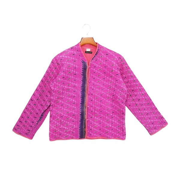 Sam Hilu Classic Reversible Jacket Womens 100% Silk Purple Pink Button Up Size M - Picture 1 of 16